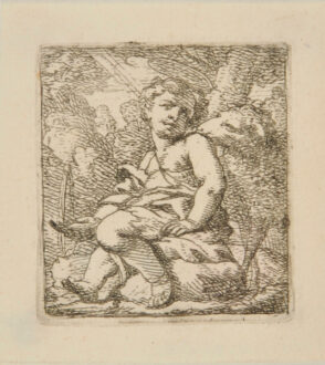 Infant Saint Sitting on a Rock