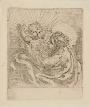 Virgin Holding Up Child