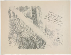 Jeune fille a la chaise longue dans un sous-bois