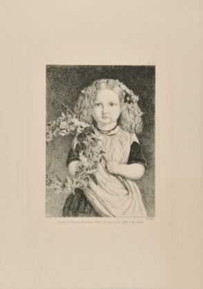 Little Girl with Wreath of Flowers on a Stick