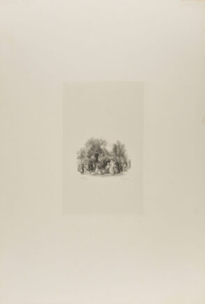 Preacher Standing on a Tombstone in a Cemetery, Surrounded by His Congregation