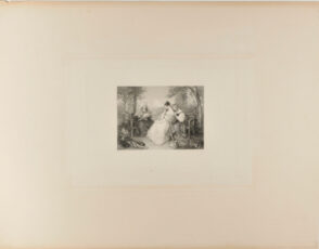 Woman Reading Letter to Two Young Girls