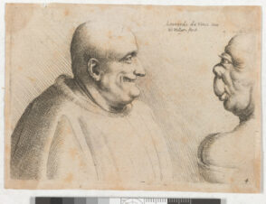 A Large Man with a Bald Head Facing a Grotesque Female