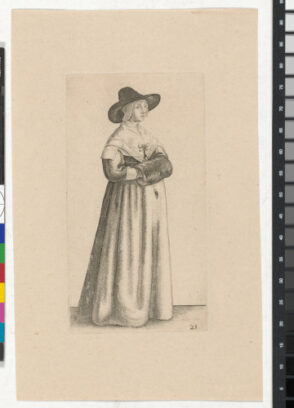 Woman with Large Brimmed Hat, Carrying a Muff