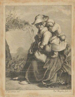 Woman with Sleeping Child on Back
