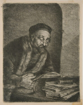 Man with Spectacles Reading a Book