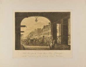 High Street from the Country Market Place, Philadelphia, with the Commemoration of the Death of General Washington