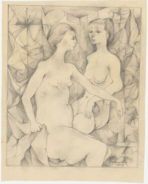 Two Women Against an Angular Background