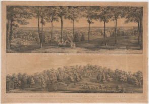 Top Scene: View from the Porch at the Farm of Gustav W. Lurman, Baltimore County. Bottom scene: The House at the Farm of Gustav W. Lurman, Baltimore County
