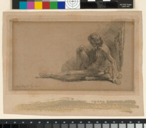 Nude Man Seated on the Ground with One Leg Extended