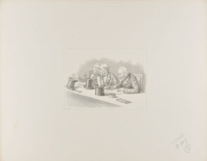 Three Men at a Table with their Top Hats