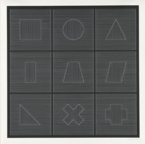 Nine Geometric Figures (White Lines on Black)